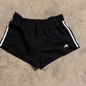 Adidas Women's Black Athletic Shorts with White Stripes